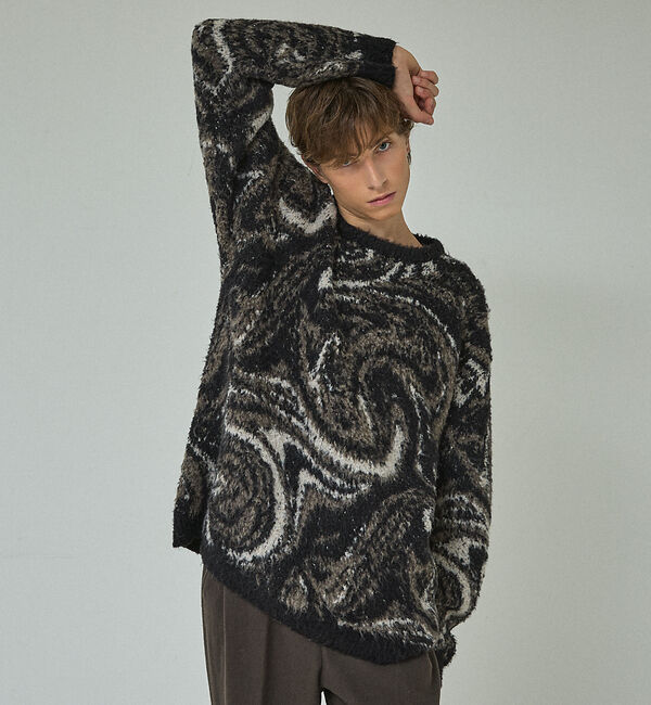 ABAHOUSE「ループシャギー マーブル グラデーションニット【予約】」|ニット・セーター|