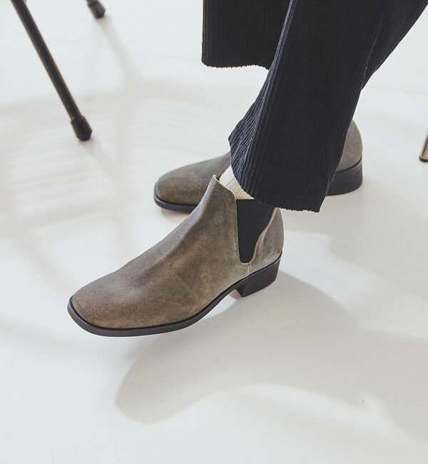 alfredoBANNISTER「スクエアトゥ サイドゴアブーツ」|ショートブーツ|グレー