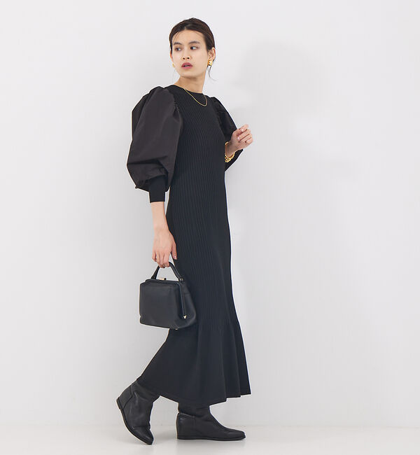 Rouge vif「ファブリック  スリーブニットワンピース」|ワンピース|