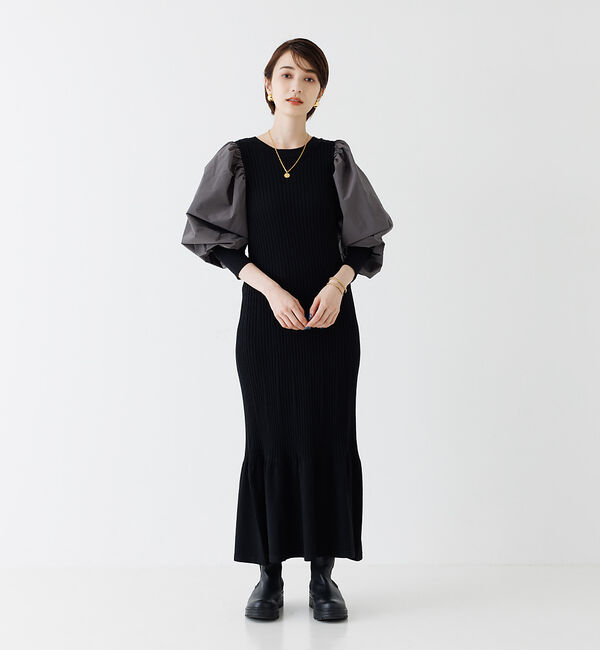 Rouge vif「ファブリック  スリーブニットワンピース」|ワンピース|