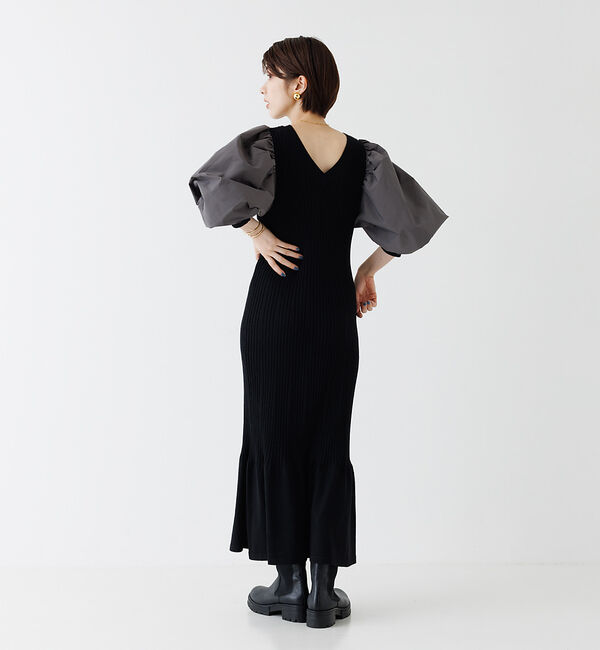 Rouge vif「ファブリック  スリーブニットワンピース」|ワンピース|