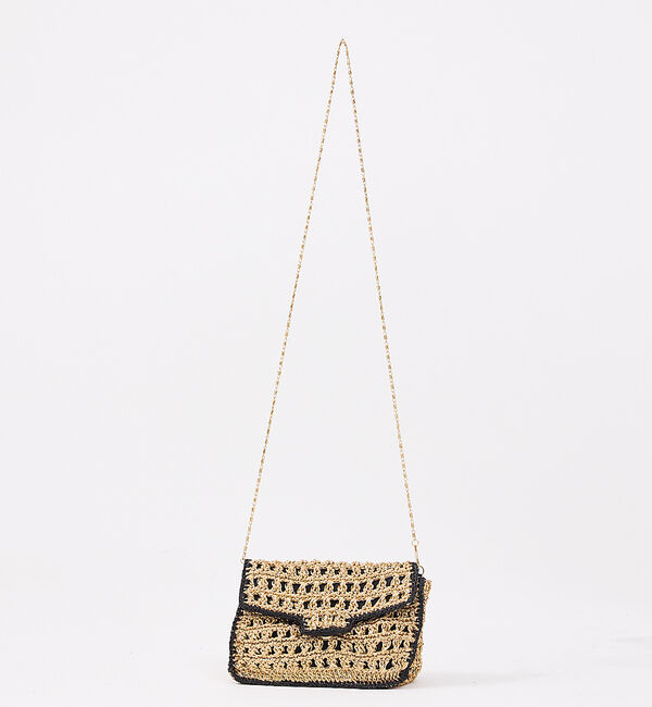 Rouge vif「【Swaraj/スワラージ】手編みのメタリックマクラメBAG / チェーンミニバ」|ショルダー・メッセンジャー|ゴールド