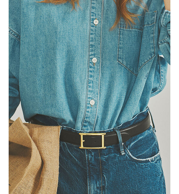 Rouge vif「【ATELIER AMBOISE/アトリエ アンボワーズ】Hバックルレザーベルト」|ベルト|