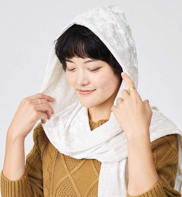 Rouge vif「【Keena/キーナ】ベルベットマフラー/マフラー/ベルベット/お出かけ【WEB」|マフラー|ホワイト