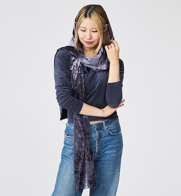 Rouge vif「【Keena/キーナ】ベルベットマフラー/マフラー/ベルベット/お出かけ【WEB」|マフラー|グレー