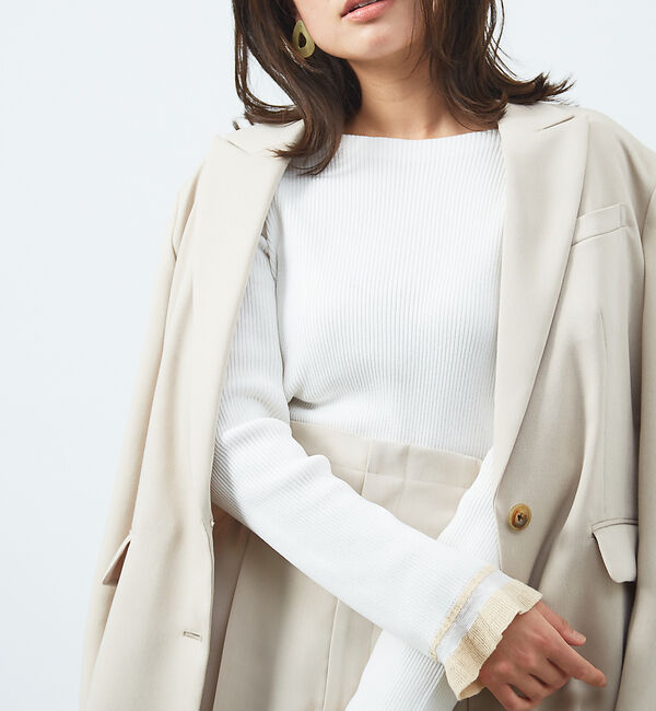 qualite「バイカラースリーブニット」|ニット・セーター|ホワイト