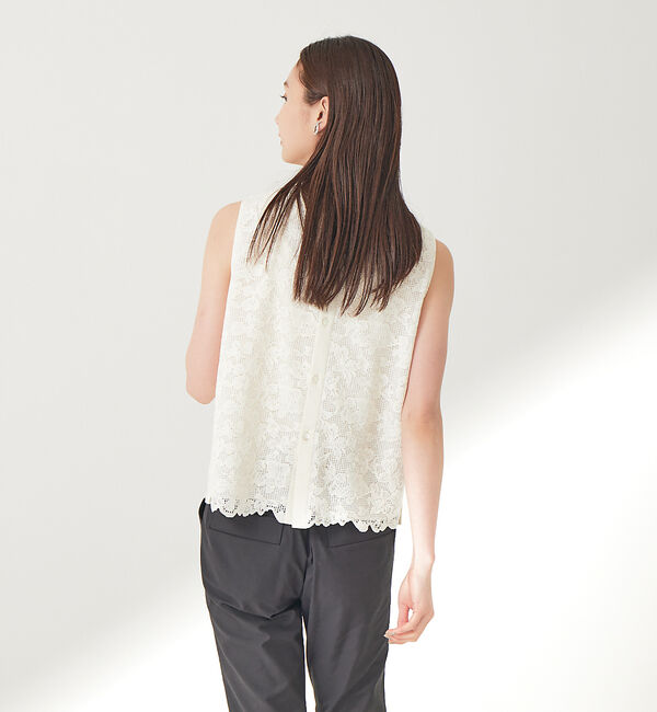 qualite「オーガニックコットンスカラップレースブラウス」|シャツ・ブラウス|