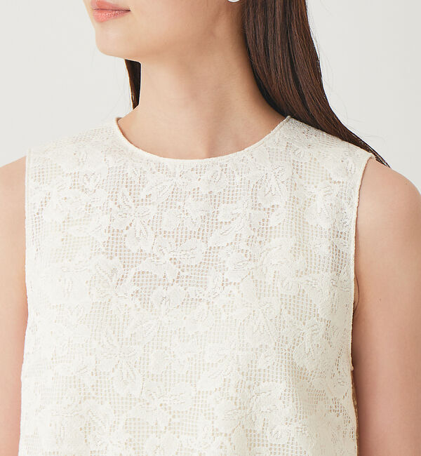 qualite「オーガニックコットンスカラップレースブラウス」|シャツ・ブラウス|