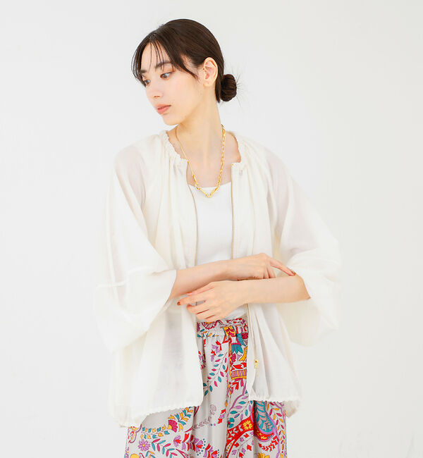 qualite「ラウンドスリーブギャザーブルゾン」|ブルゾン・スタジャン|オフホワイト