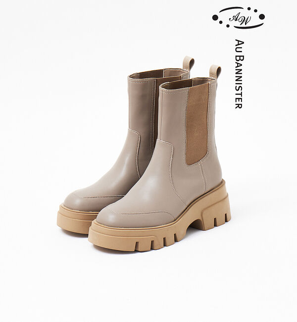 AU BANNISTER「【晴雨兼用】サイドゴアボリュームソールレインブーツ」|レインシューズ|グレージュ
