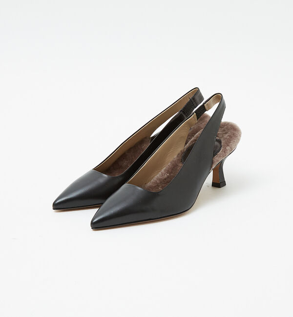 AU BANNISTER「●FABIO RUSCONI スリングバックファーミュール」|パンプス|ブラック