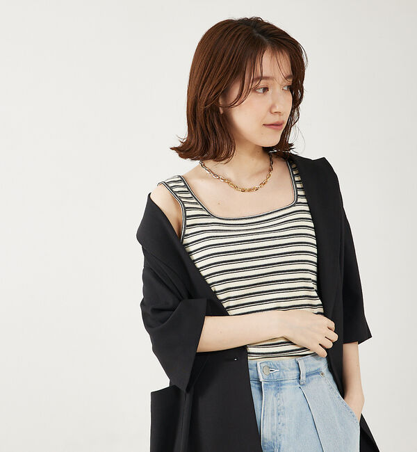 abahouse mavie「スクエアネック2WAYタンクトップ」|キャミソール|