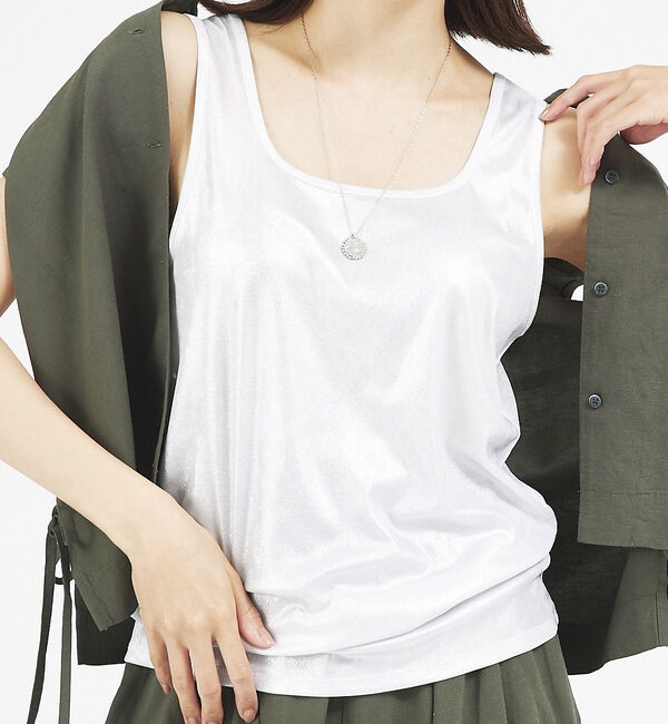 abahouse mavie「スクエアネック2WAYタンクトップ」|キャミソール|ホワイト系その他1