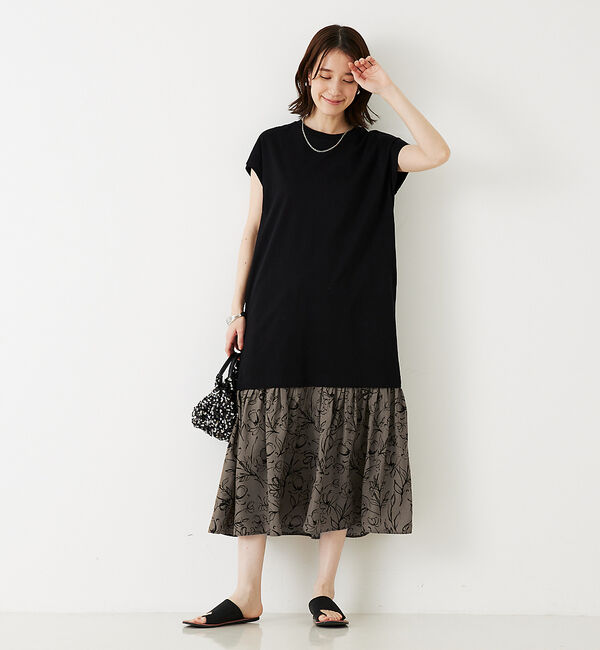 abahouse mavie「【大人のいちまんワンピ】プリントコンビワンピ」|ワンピース|