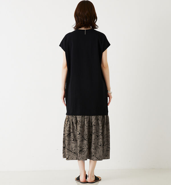 abahouse mavie「【大人のいちまんワンピ】プリントコンビワンピ」|ワンピース|