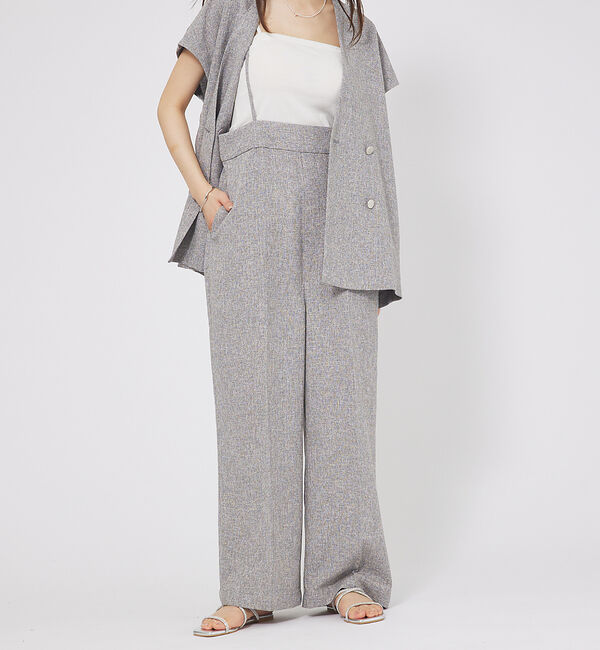 abahouse mavie「【２点/セットアップ】ライトツィードフレンチ ジャケット&パンツセット」|ノーカラージャケット|