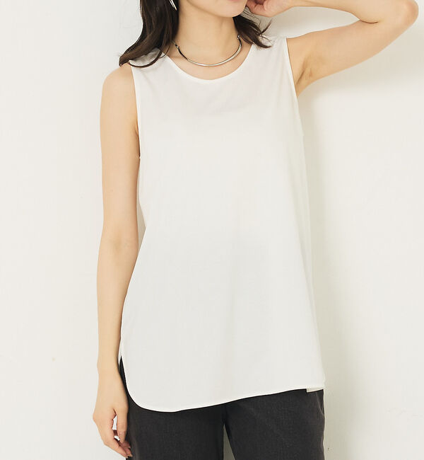 abahouse mavie「【2WAY】スクエアネックシャツヘムタンク」|キャミソール|ホワイト