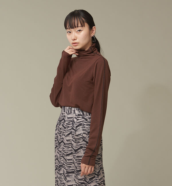 NOMINE「【前後着用可】配色ラインメロウタートルソフトプルオーバー」|Tシャツ・カットソー|