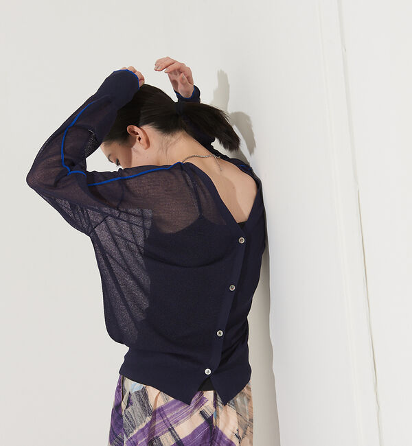 NOMINE「【前後着用可】2WAYシアーラインカーディガン」|カーディガン|