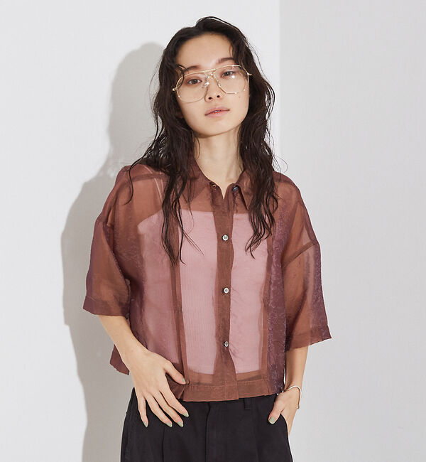 NOMINE「ハーフスリーブ シアー シャツ」|シャツ・ブラウス|