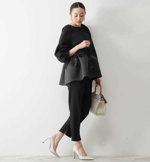 TIARA「サテン切り替えペプラムブラウス」|シャツ・ブラウス|
