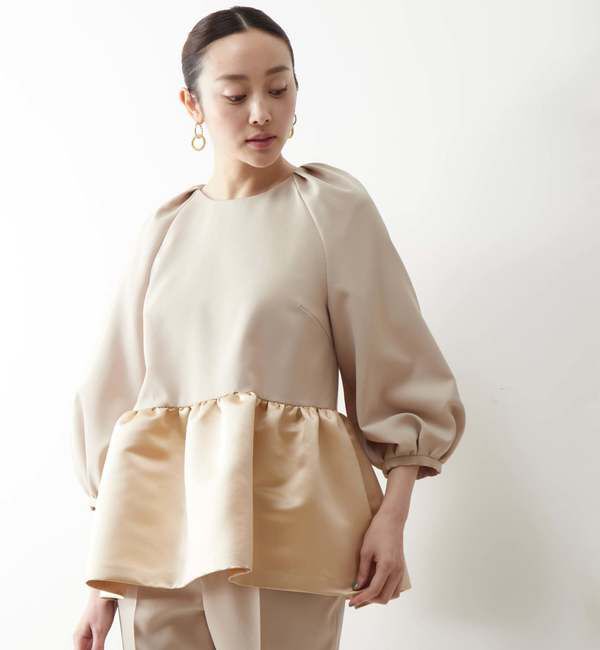 TIARA「サテン切り替えペプラムブラウス」|シャツ・ブラウス|