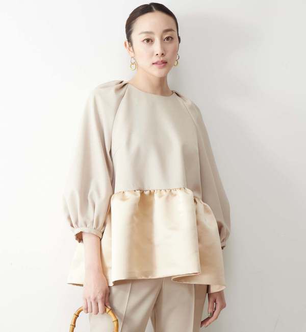 TIARA「サテン切り替えペプラムブラウス」|シャツ・ブラウス|
