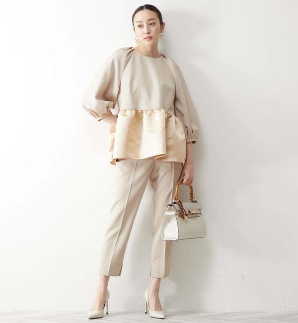 TIARA「サテン切り替えペプラムブラウス」|シャツ・ブラウス|