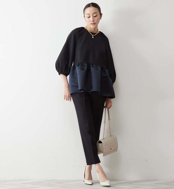 TIARA「サテン切り替えペプラムブラウス」|シャツ・ブラウス|