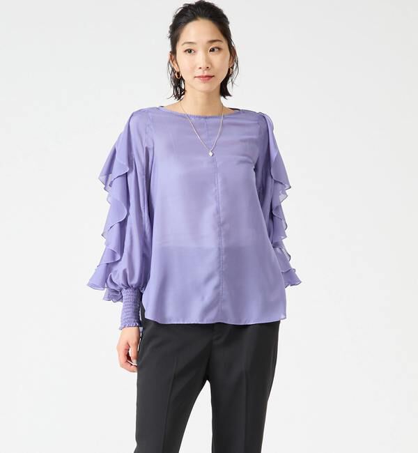 TIARA「フリルスリーブブラウス」|シャツ・ブラウス|パープル