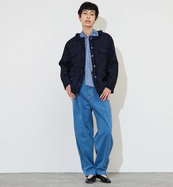 Liesse「フリンジノーカラーツイードジャケット」|ノーカラージャケット|