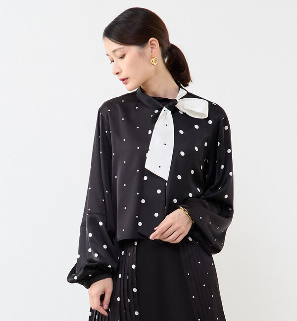Soffitto「ドット柄ボウタイブラウス」|シャツ・ブラウス|ブラック