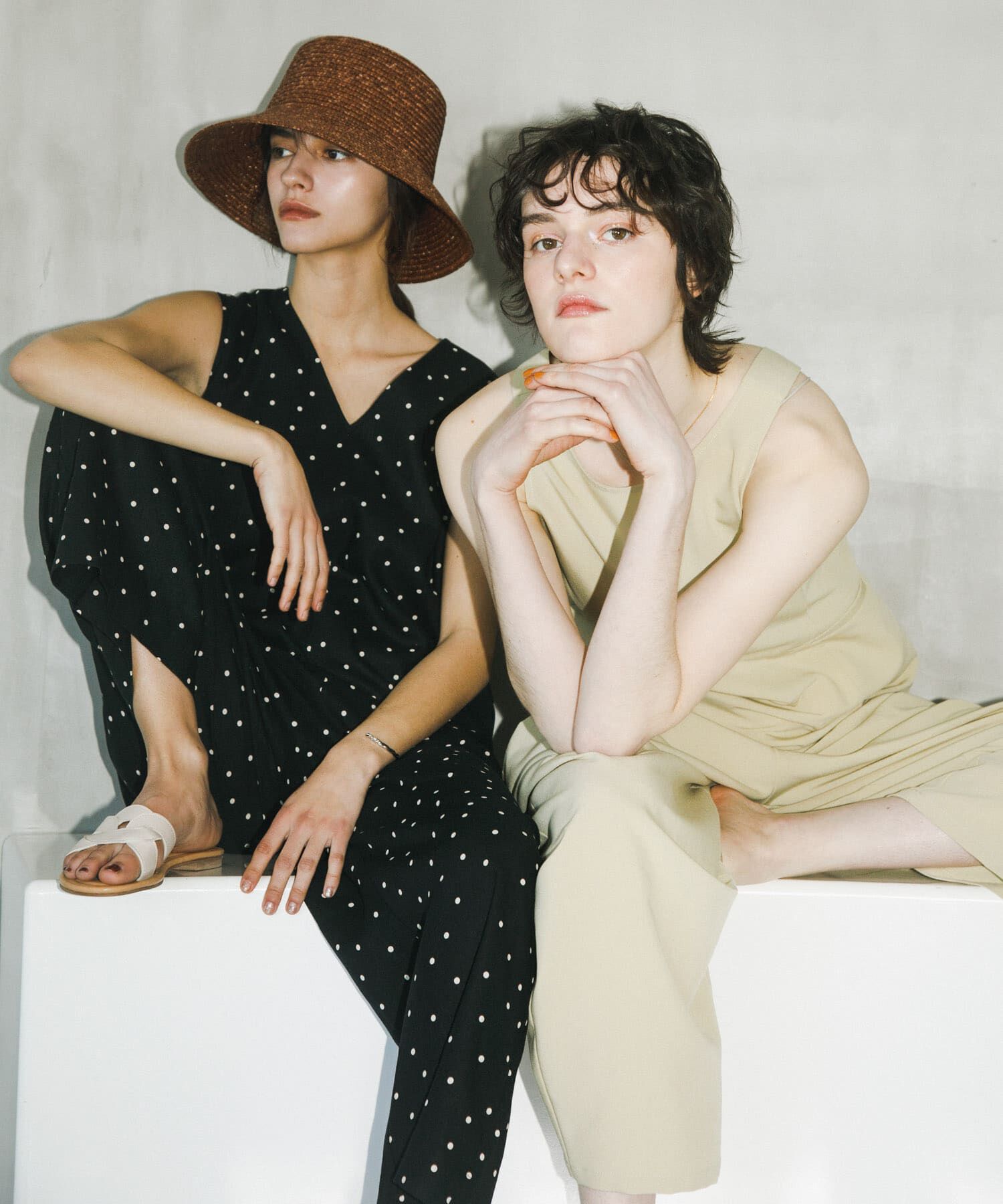 URBAN RESEARCH DOORS「リネンレーヨンドットオールインワン」|スカート|