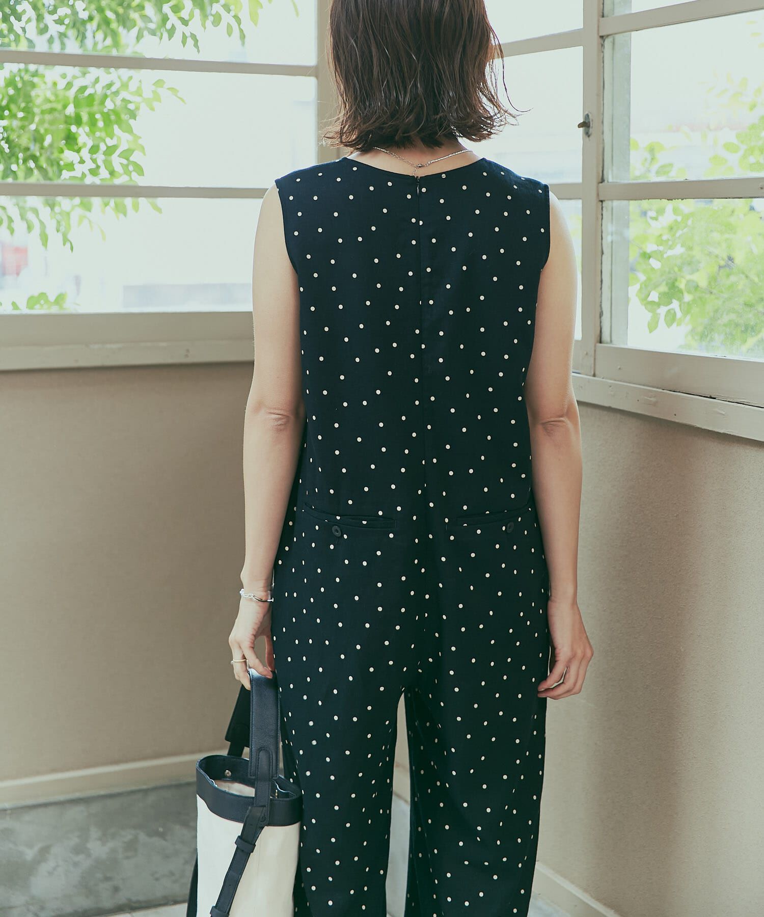 URBAN RESEARCH DOORS「リネンレーヨンドットオールインワン」|スカート|