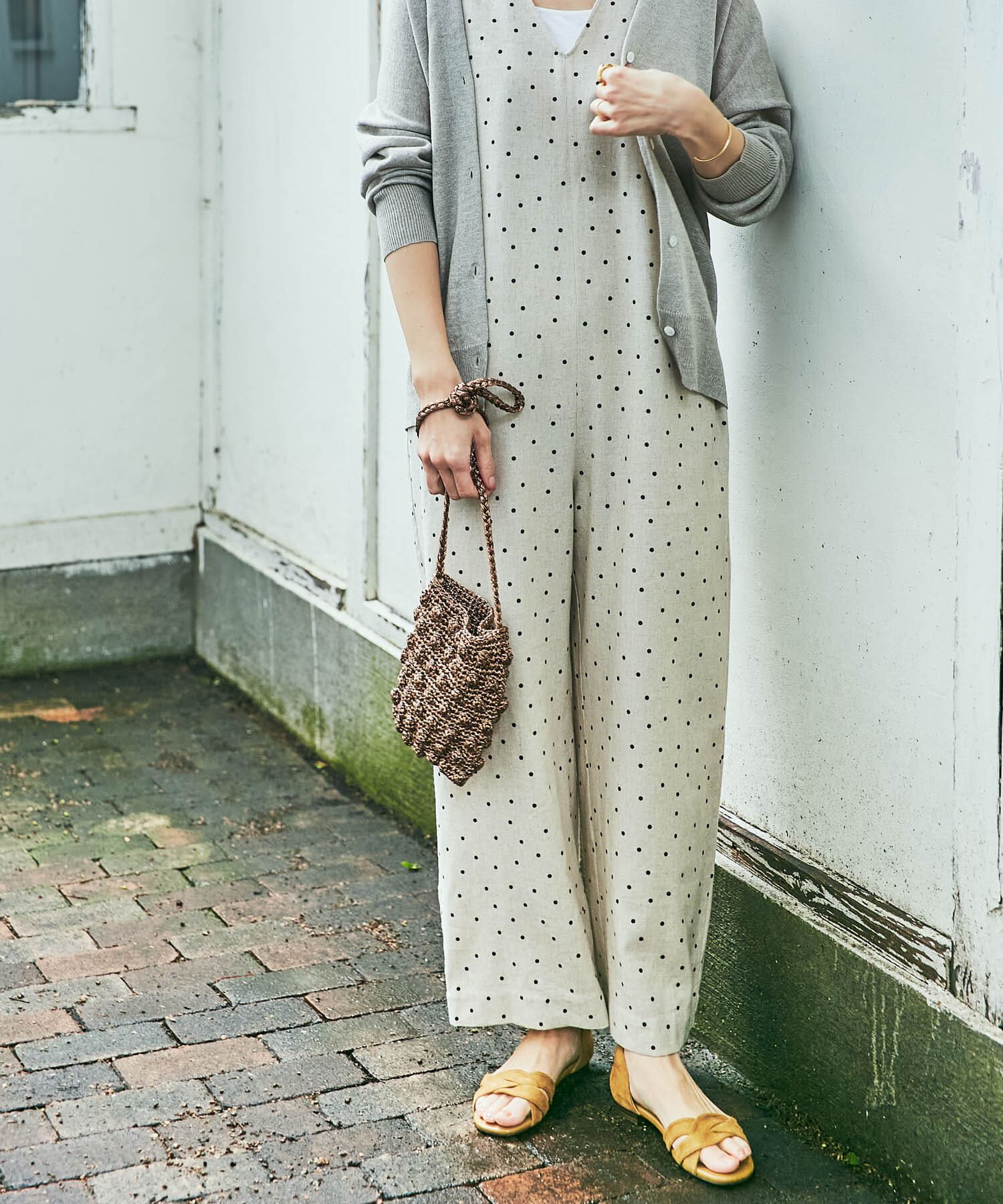 URBAN RESEARCH DOORS「リネンレーヨンドットオールインワン」|スカート|