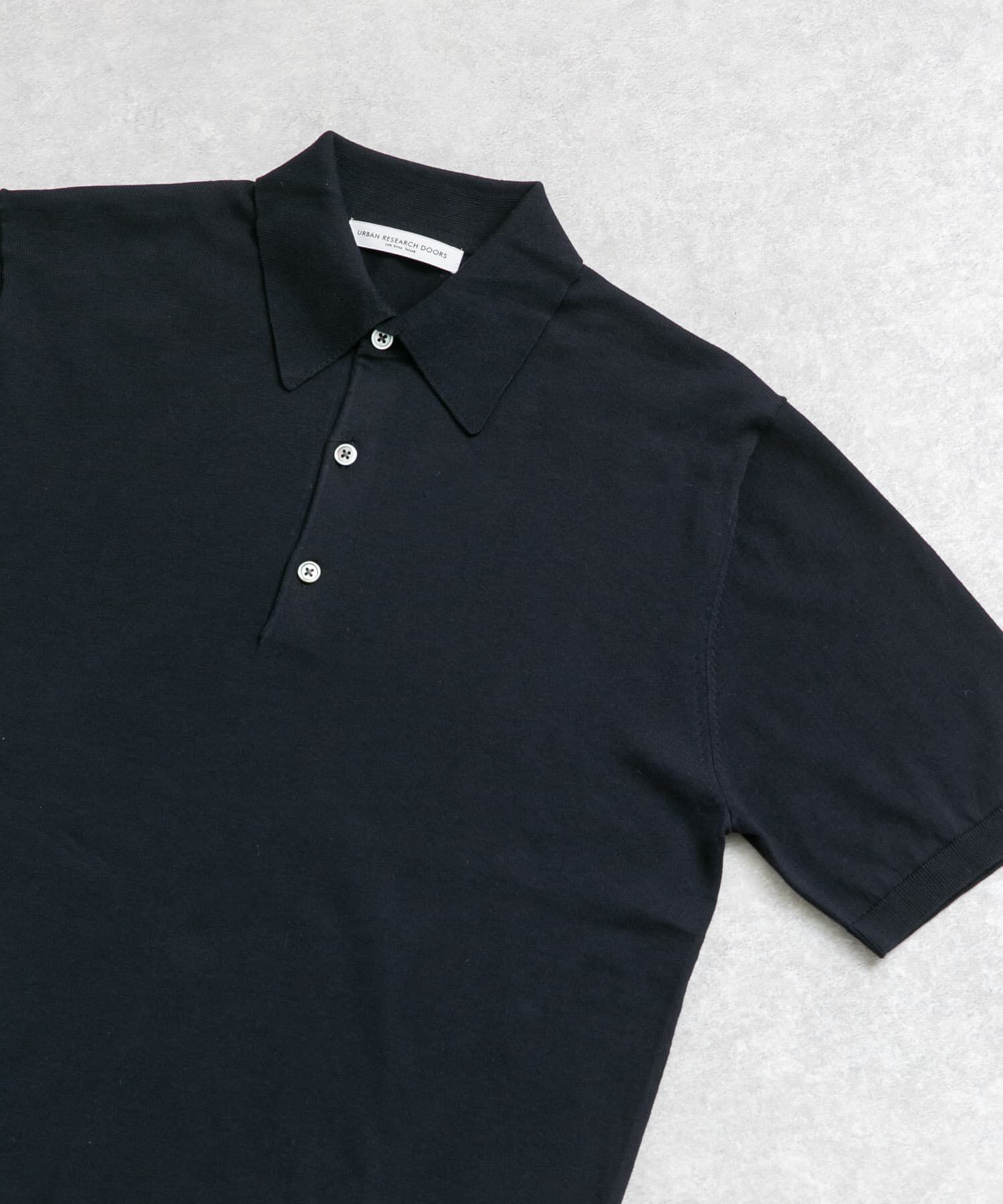 URBAN RESEARCH DOORS「『UR TECH ひやサラクール』『接触冷感/UVカット』 ニットポロシャツ」|シャツ・ブラウス|ネイビー