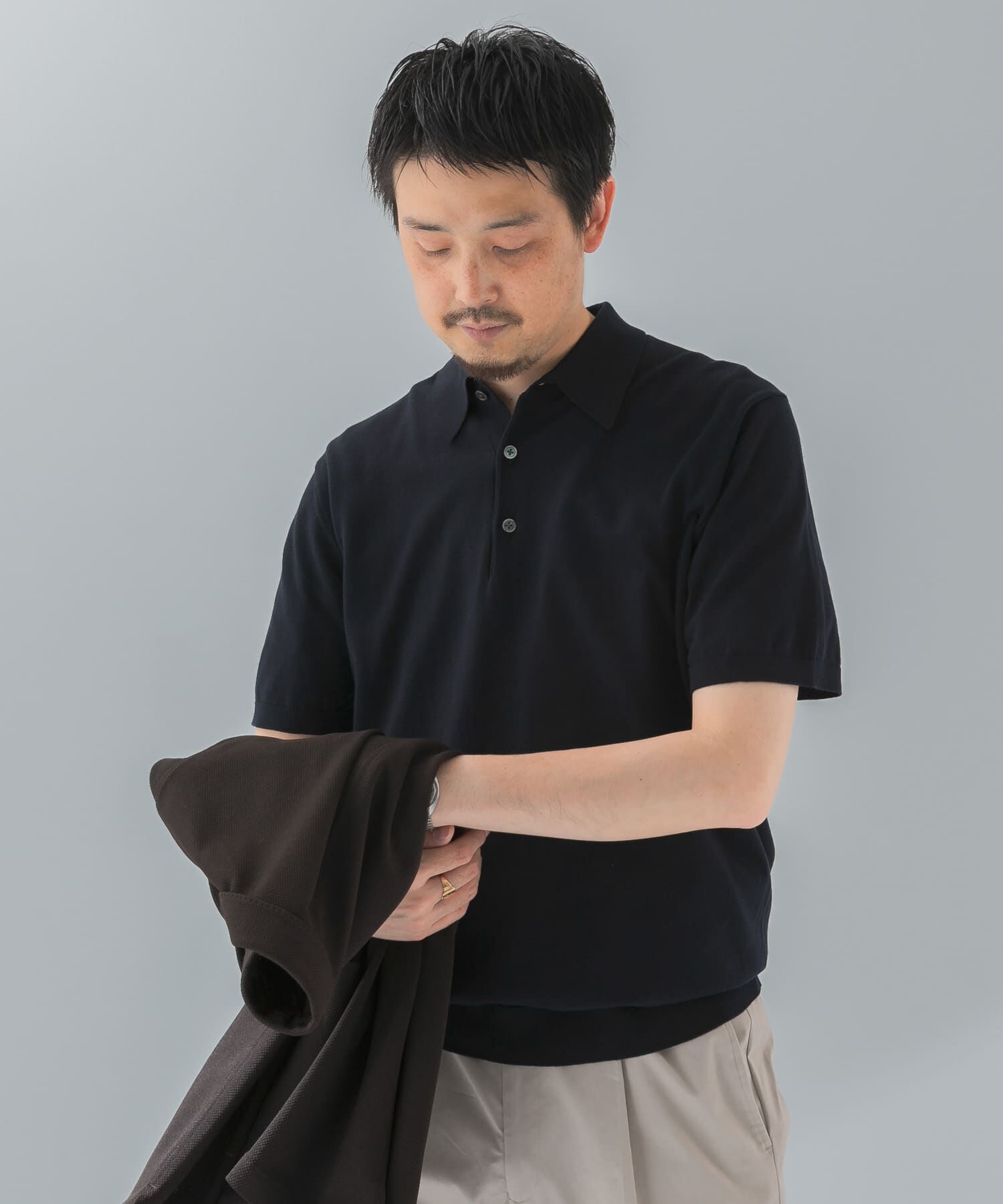 URBAN RESEARCH DOORS「『UR TECH ひやサラクール』『接触冷感/UVカット』 ニットポロシャツ」|シャツ・ブラウス|