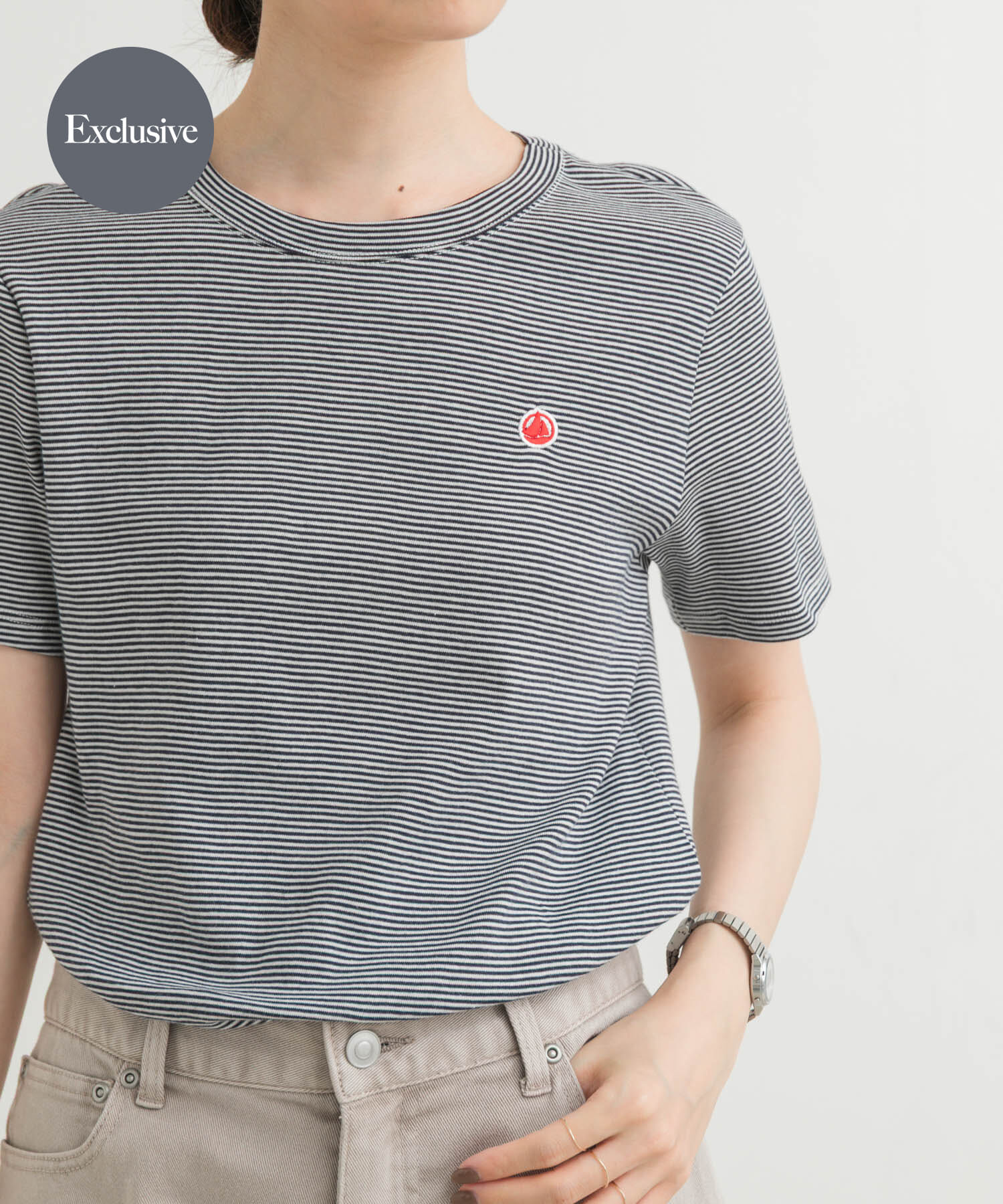 URBAN RESEARCH DOORS「『別注』PETIT BATEAU&times;DOORS　embroideryt-shirts」|Tシャツ・カットソー|ブルー系その他