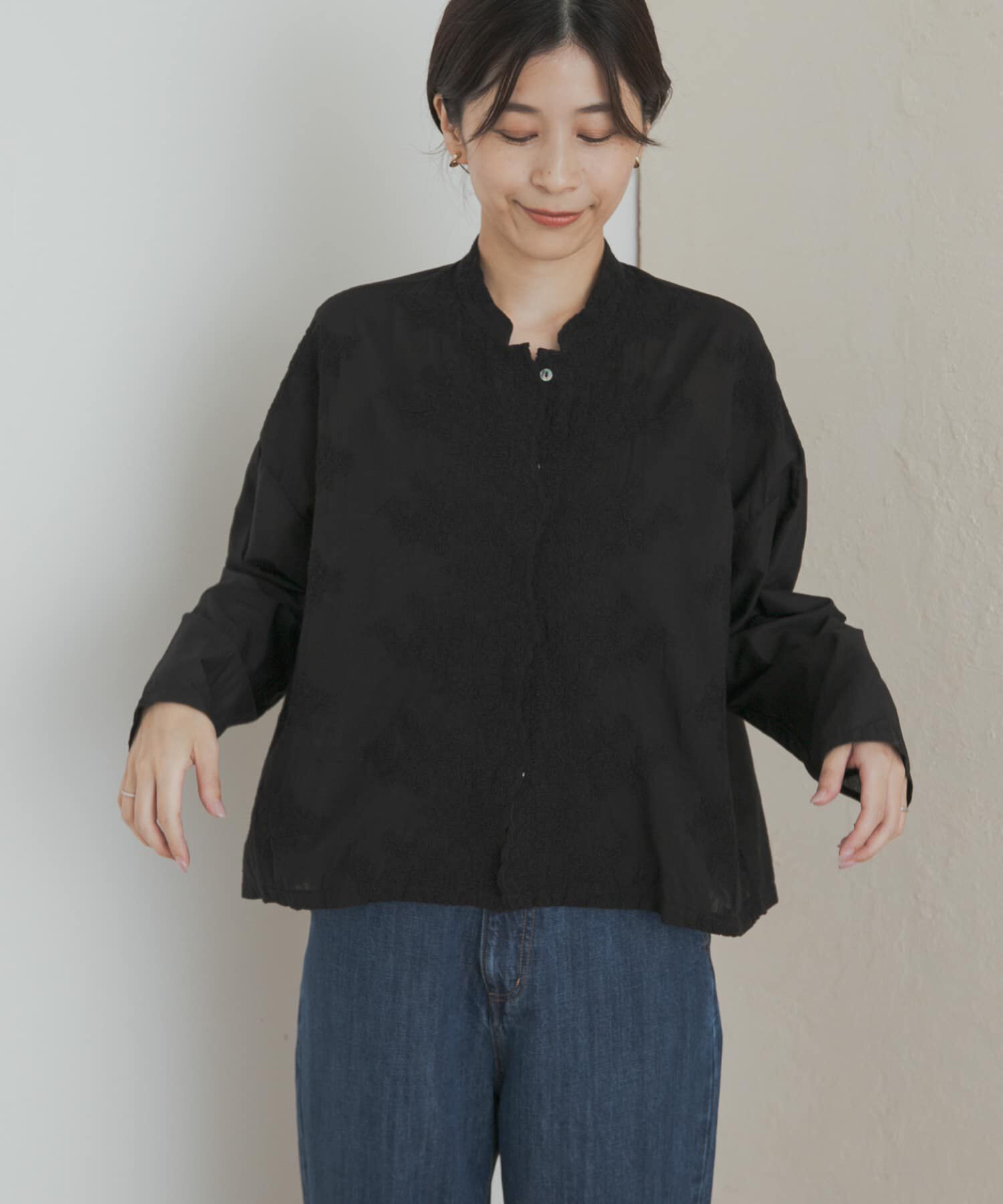 URBAN RESEARCH DOORS「mizuiro ind　lacestandcollar wideshirts」|シャツ・ブラウス|