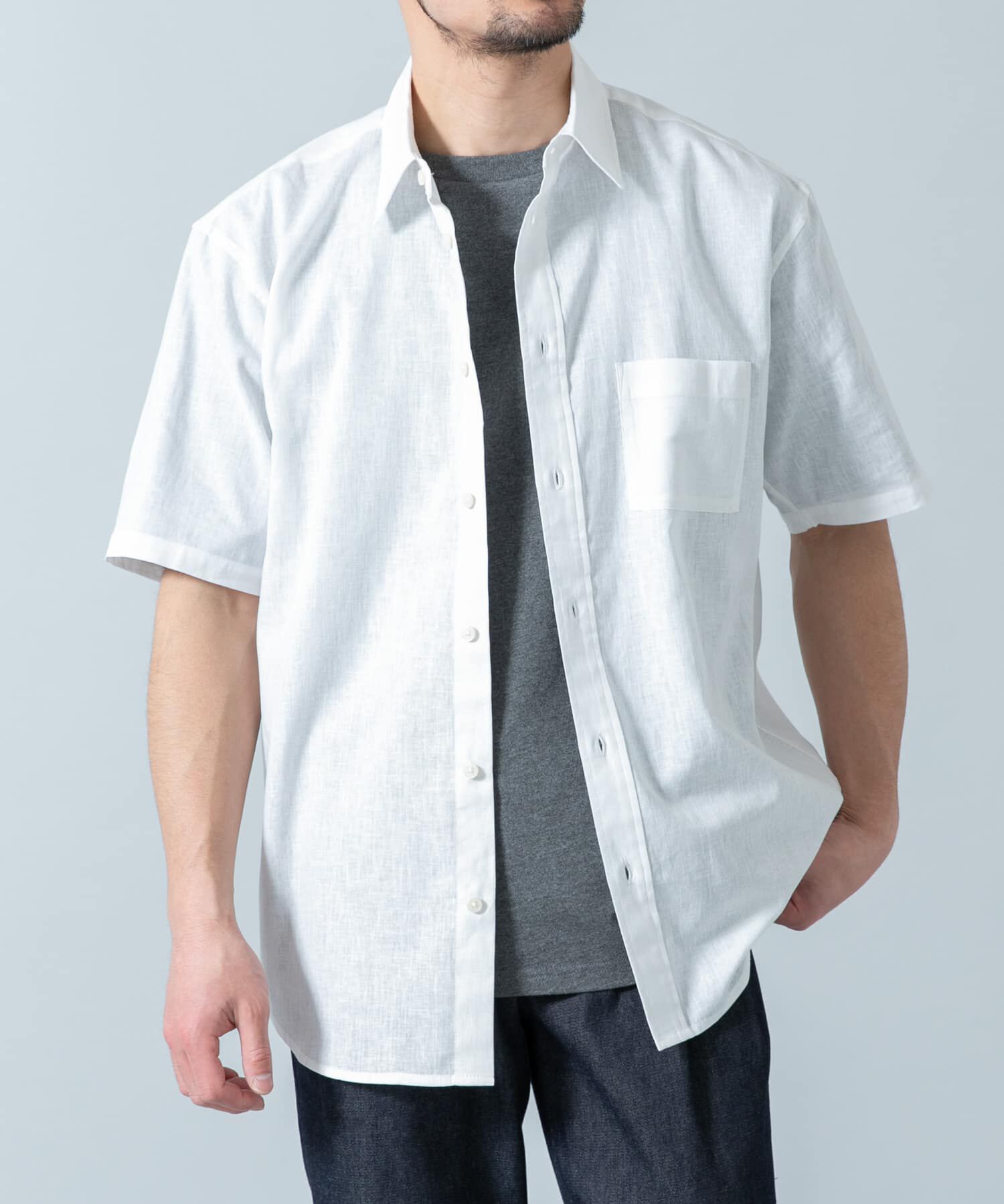 URBAN RESEARCH ROSSO「『XLサイズあり』リラックスコットンリネンレギュラーカラー半袖シャツ」|シャツ・ブラウス|