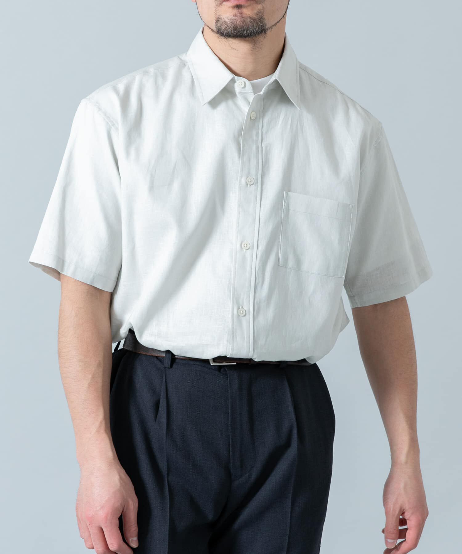 URBAN RESEARCH ROSSO「『XLサイズあり』リラックスコットンリネンレギュラーカラー半袖シャツ」|シャツ・ブラウス|