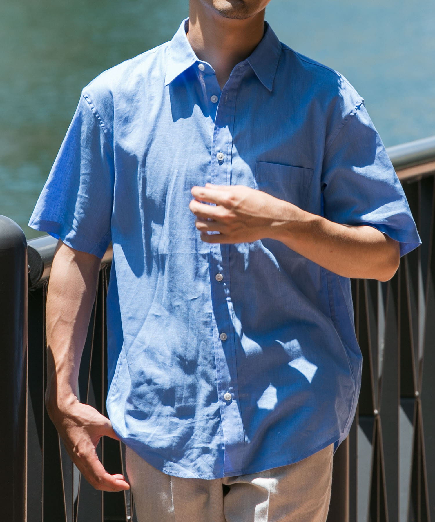 URBAN RESEARCH ROSSO「『XLサイズあり』リラックスコットンリネンレギュラーカラー半袖シャツ」|シャツ・ブラウス|