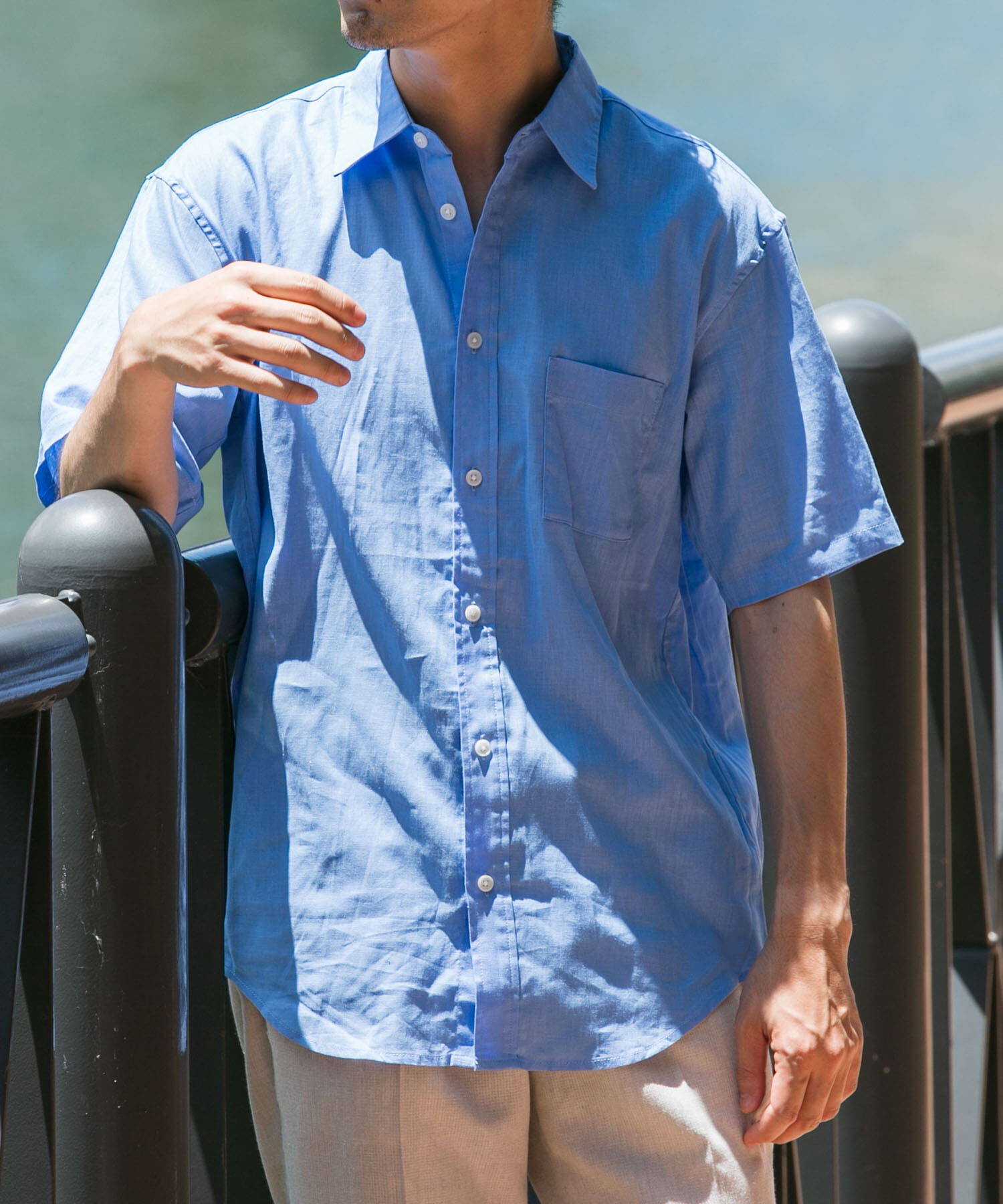 URBAN RESEARCH ROSSO「『XLサイズあり』リラックスコットンリネンレギュラーカラー半袖シャツ」|シャツ・ブラウス|