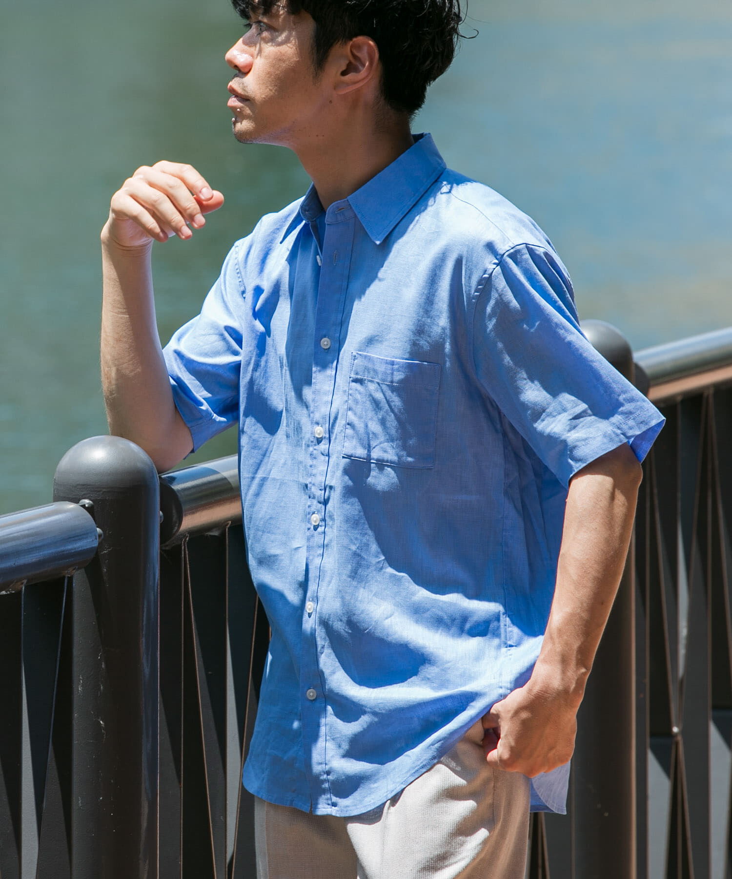 URBAN RESEARCH ROSSO「『XLサイズあり』リラックスコットンリネンレギュラーカラー半袖シャツ」|シャツ・ブラウス|