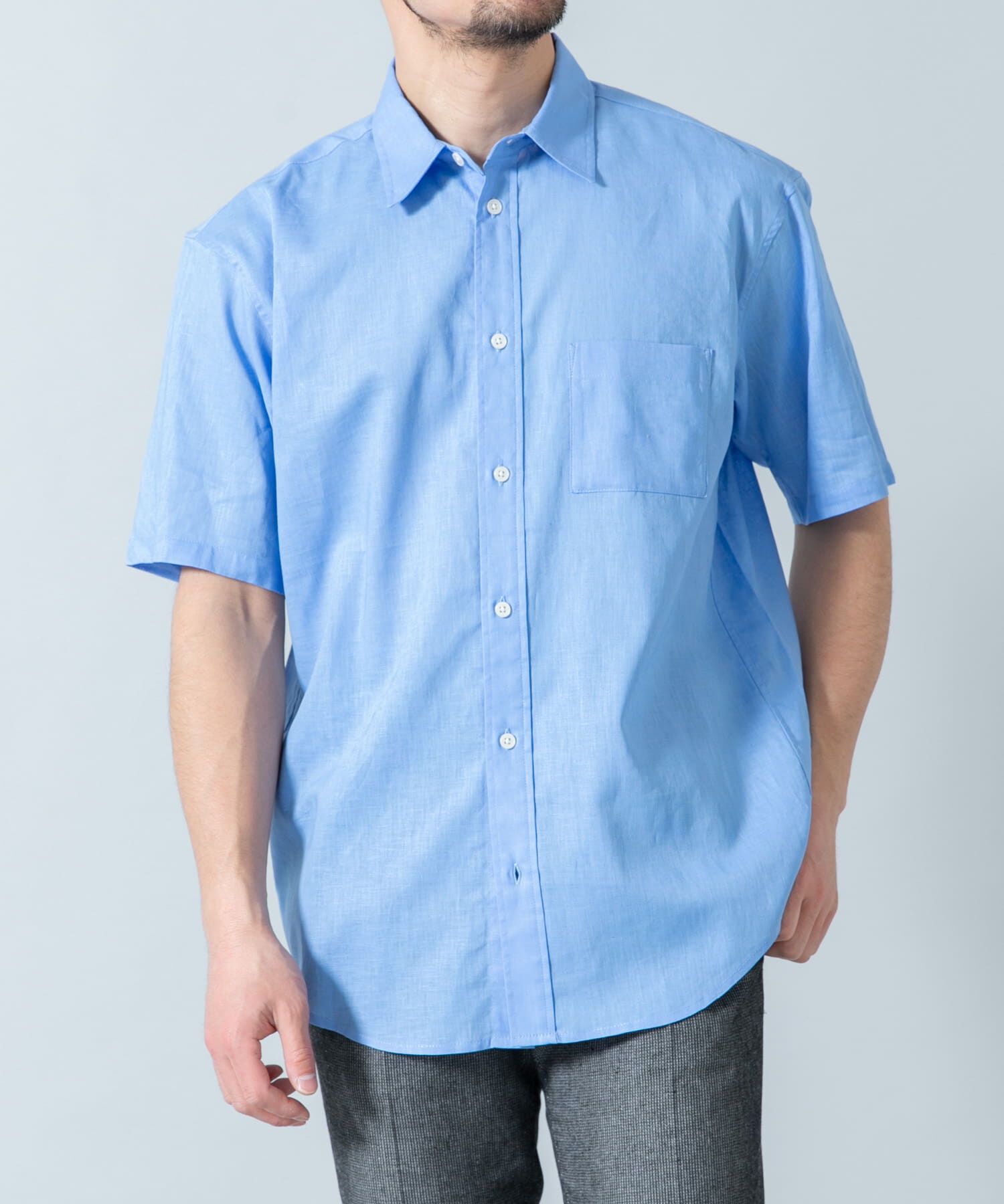 URBAN RESEARCH ROSSO「『XLサイズあり』リラックスコットンリネンレギュラーカラー半袖シャツ」|シャツ・ブラウス|