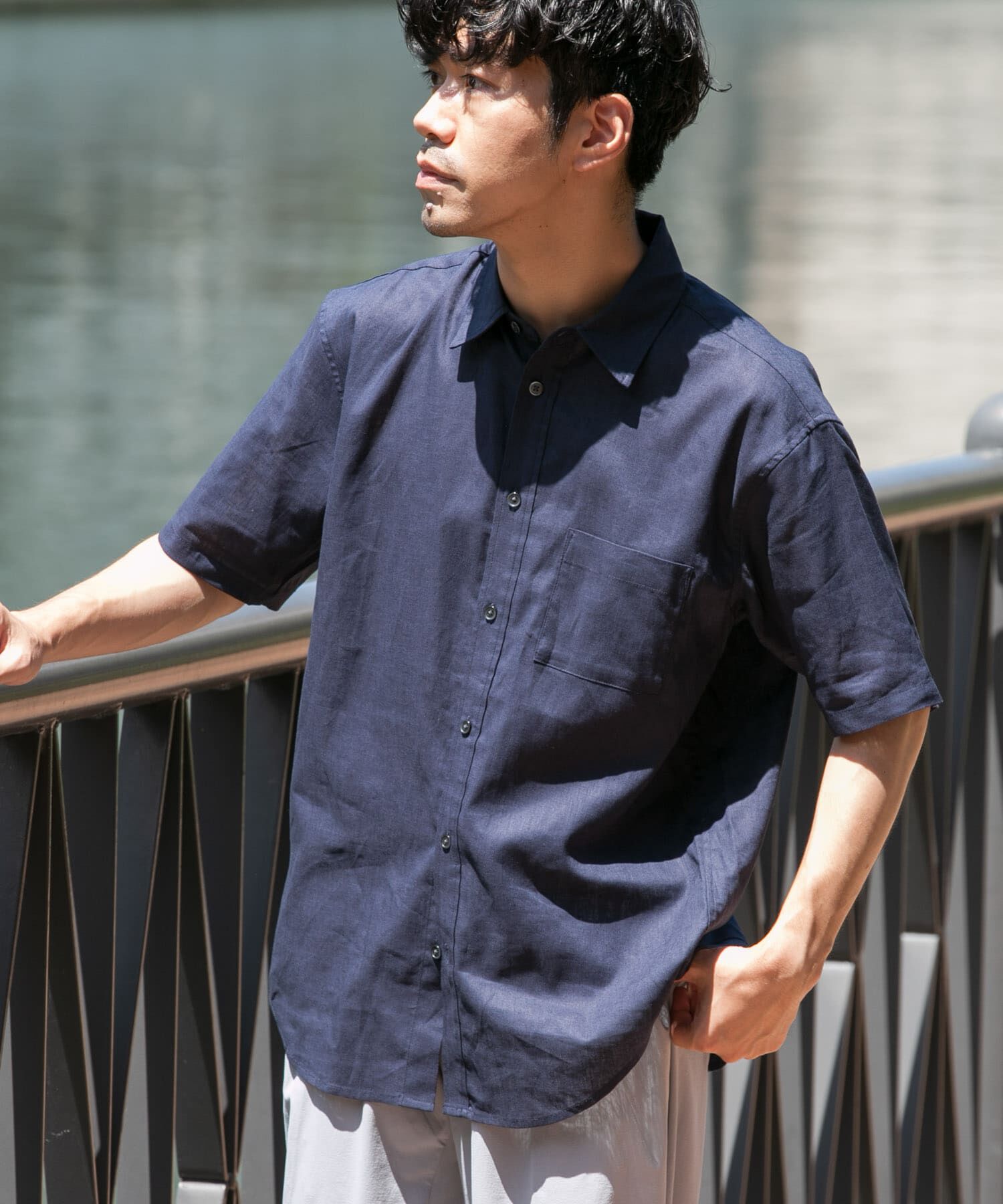 URBAN RESEARCH ROSSO「『XLサイズあり』リラックスコットンリネンレギュラーカラー半袖シャツ」|シャツ・ブラウス|