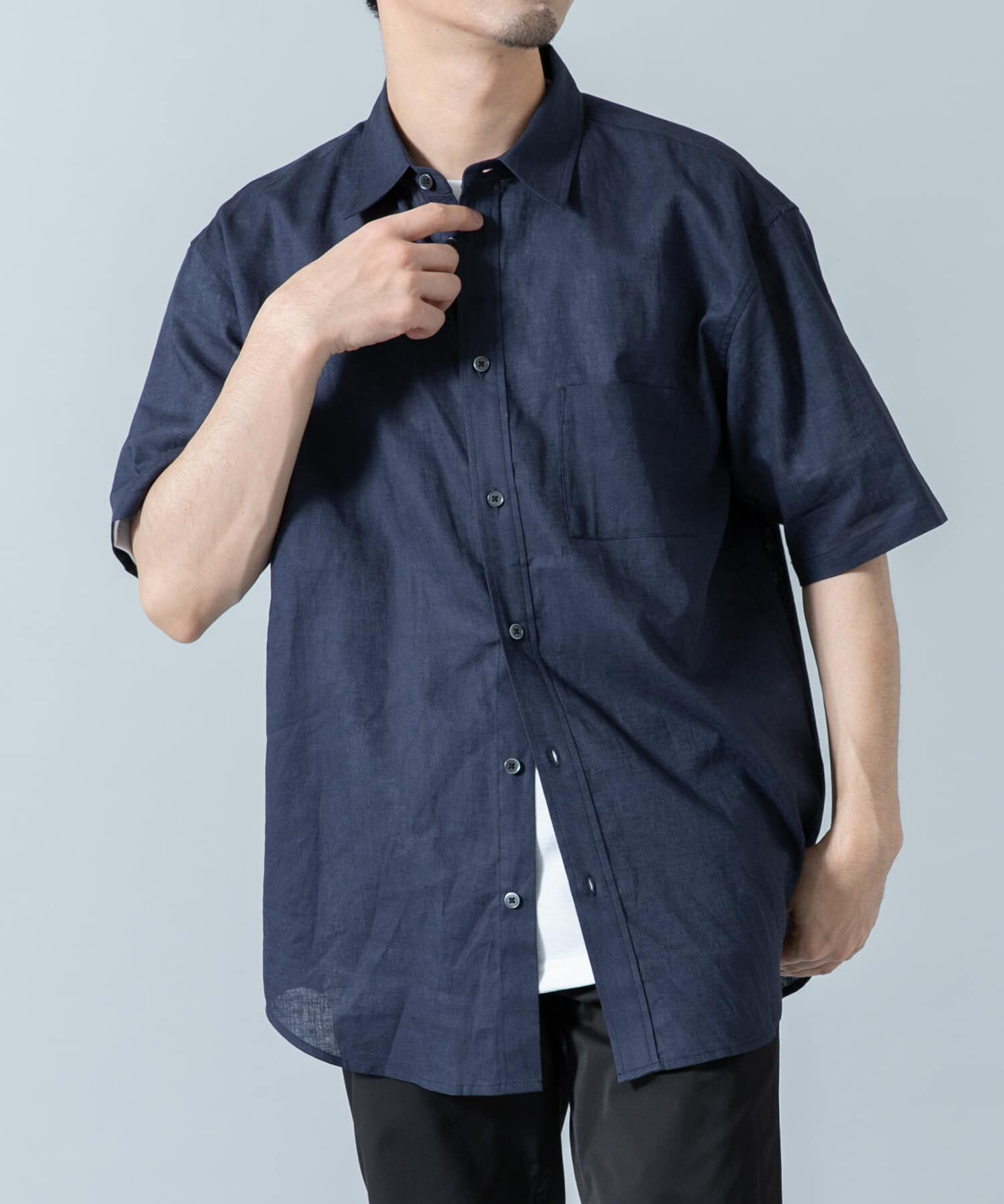 URBAN RESEARCH ROSSO「『XLサイズあり』リラックスコットンリネンレギュラーカラー半袖シャツ」|シャツ・ブラウス|