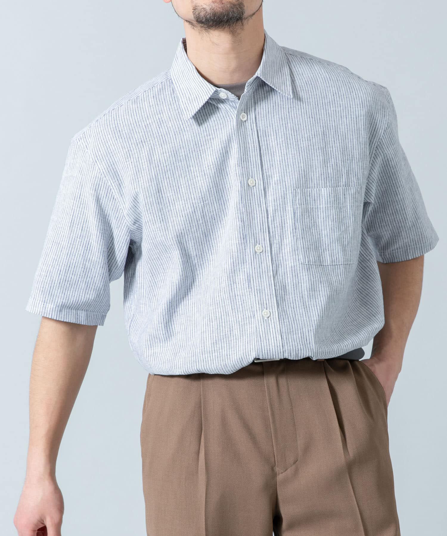 URBAN RESEARCH ROSSO「『XLサイズあり』リラックスコットンリネンレギュラーカラー半袖シャツ」|シャツ・ブラウス|