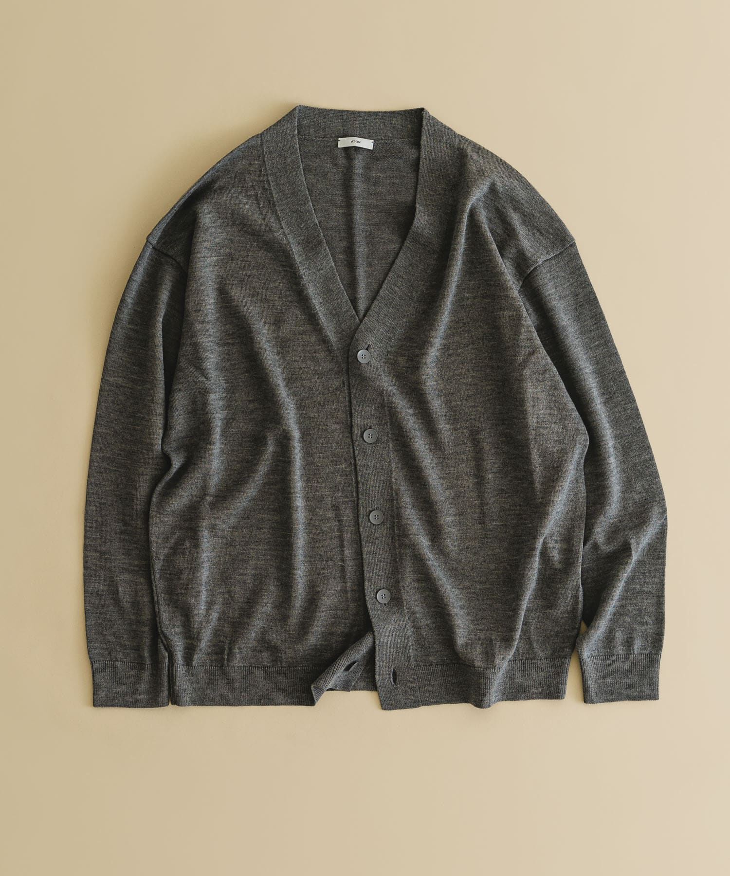 URBAN RESEARCH「ATON　WOOL WASHI OVERSIZED CARDIGAN」|カーディガン|グレー