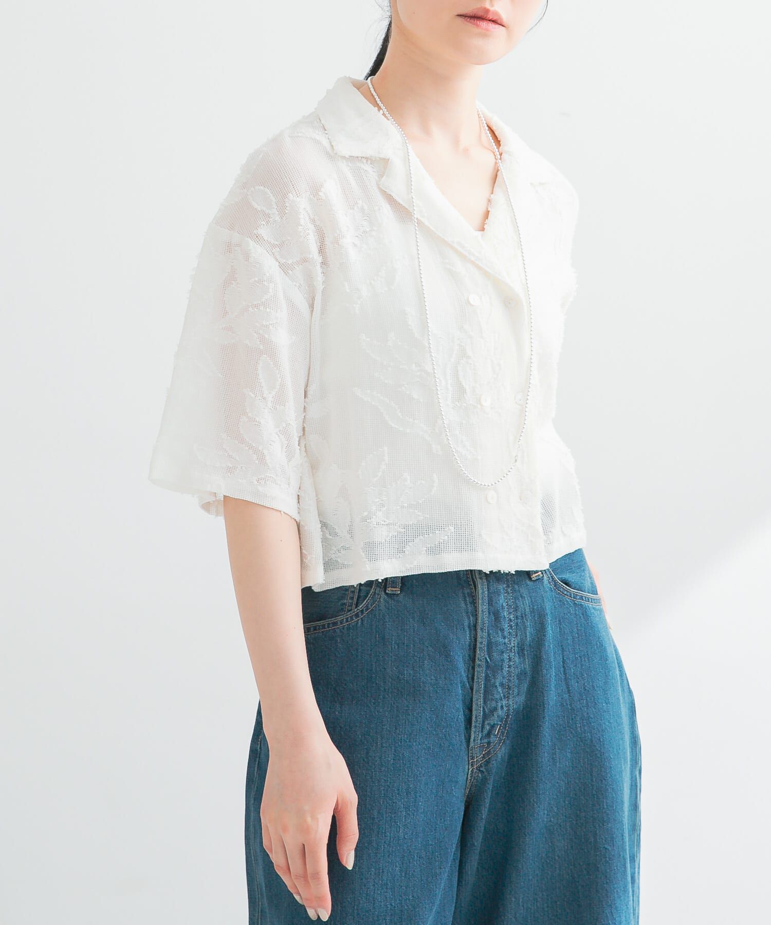 URBAN RESEARCH「カラミジャガードショートシャツ」|シャツ・ブラウス|オフホワイト